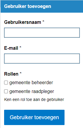 Formulier gebruiker toevoegen