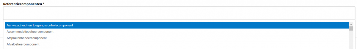 Invoerveld voor referentiecomponenten bij inkoopondersteuning