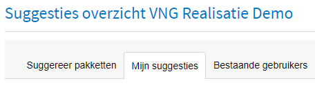 Tabbladen mijn suggesties softwarecatalogus