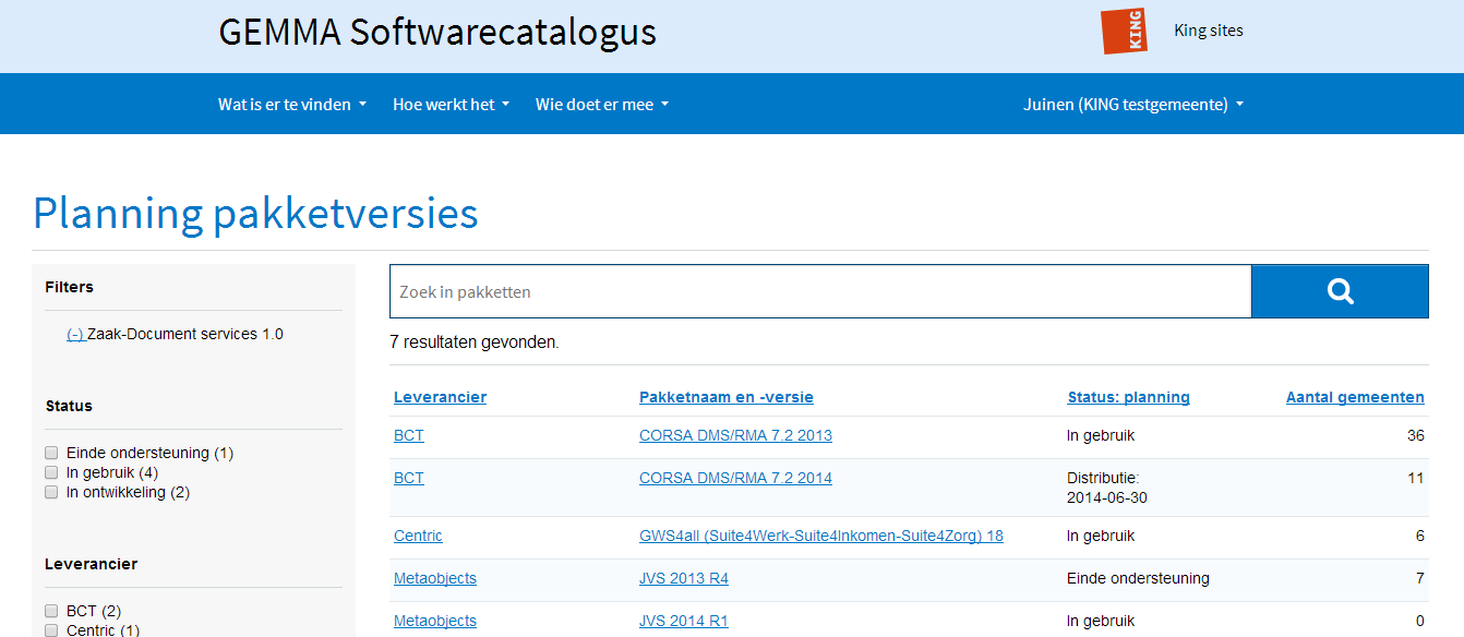 Zaak- en documentservices filter